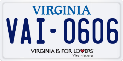 VA license plate VAI0606