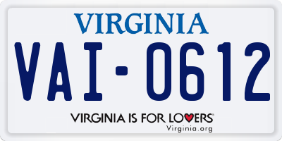 VA license plate VAI0612