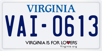 VA license plate VAI0613