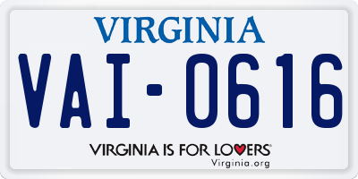 VA license plate VAI0616