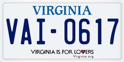 VA license plate VAI0617