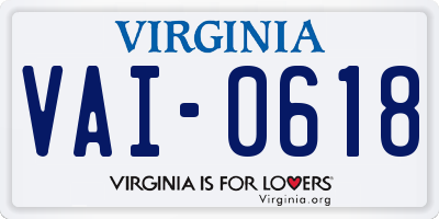 VA license plate VAI0618