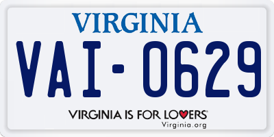 VA license plate VAI0629
