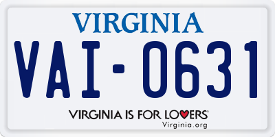 VA license plate VAI0631