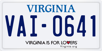 VA license plate VAI0641