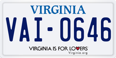 VA license plate VAI0646