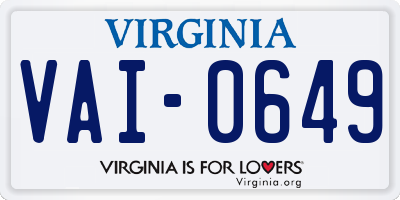VA license plate VAI0649