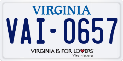 VA license plate VAI0657