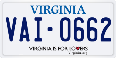 VA license plate VAI0662