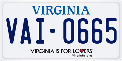 VA license plate VAI0665