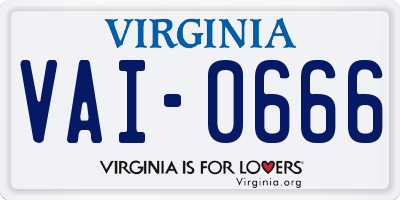 VA license plate VAI0666