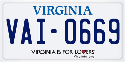 VA license plate VAI0669