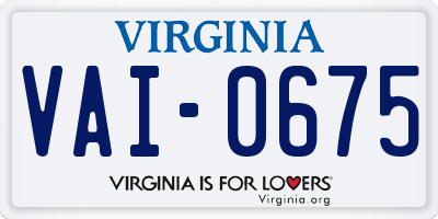 VA license plate VAI0675