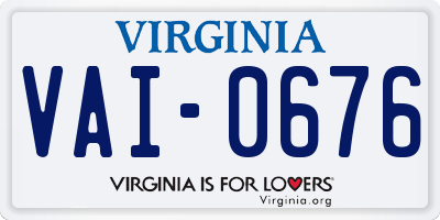 VA license plate VAI0676