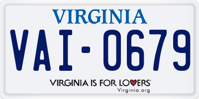 VA license plate VAI0679