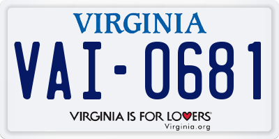 VA license plate VAI0681