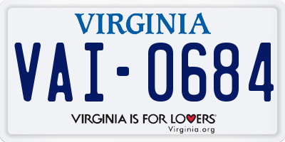 VA license plate VAI0684