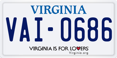 VA license plate VAI0686