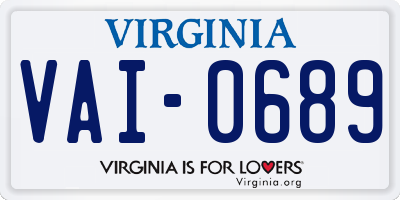 VA license plate VAI0689