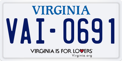 VA license plate VAI0691