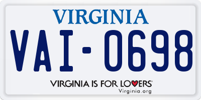 VA license plate VAI0698