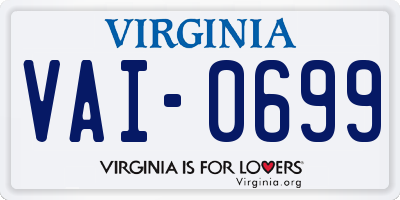 VA license plate VAI0699