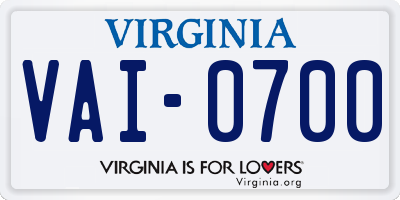 VA license plate VAI0700