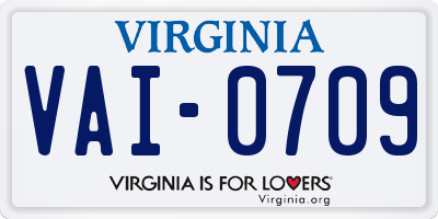 VA license plate VAI0709