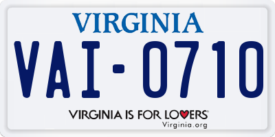 VA license plate VAI0710