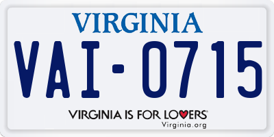 VA license plate VAI0715