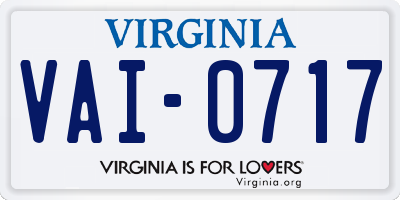 VA license plate VAI0717