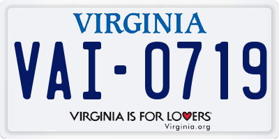 VA license plate VAI0719