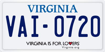 VA license plate VAI0720