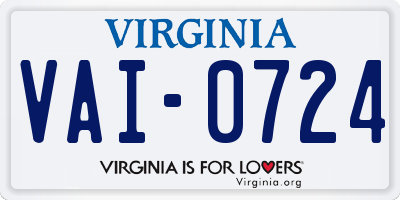 VA license plate VAI0724
