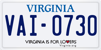 VA license plate VAI0730
