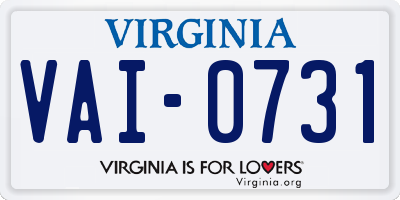 VA license plate VAI0731