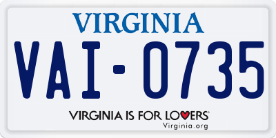 VA license plate VAI0735
