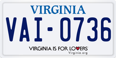 VA license plate VAI0736