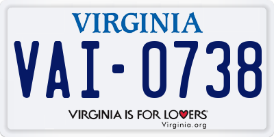 VA license plate VAI0738