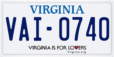 VA license plate VAI0740