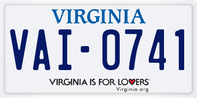 VA license plate VAI0741
