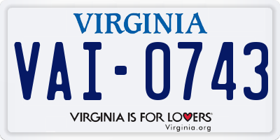 VA license plate VAI0743