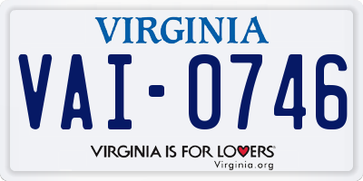 VA license plate VAI0746