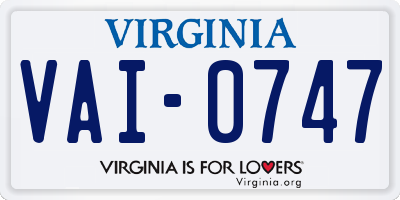VA license plate VAI0747