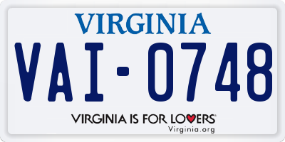 VA license plate VAI0748