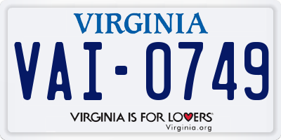 VA license plate VAI0749