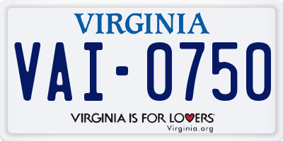 VA license plate VAI0750