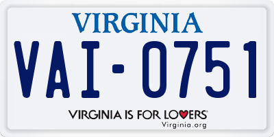 VA license plate VAI0751