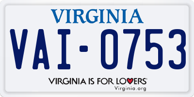 VA license plate VAI0753