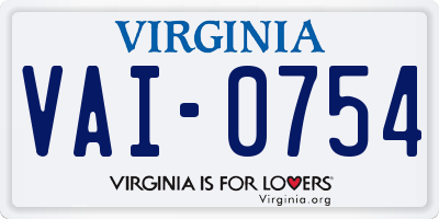 VA license plate VAI0754